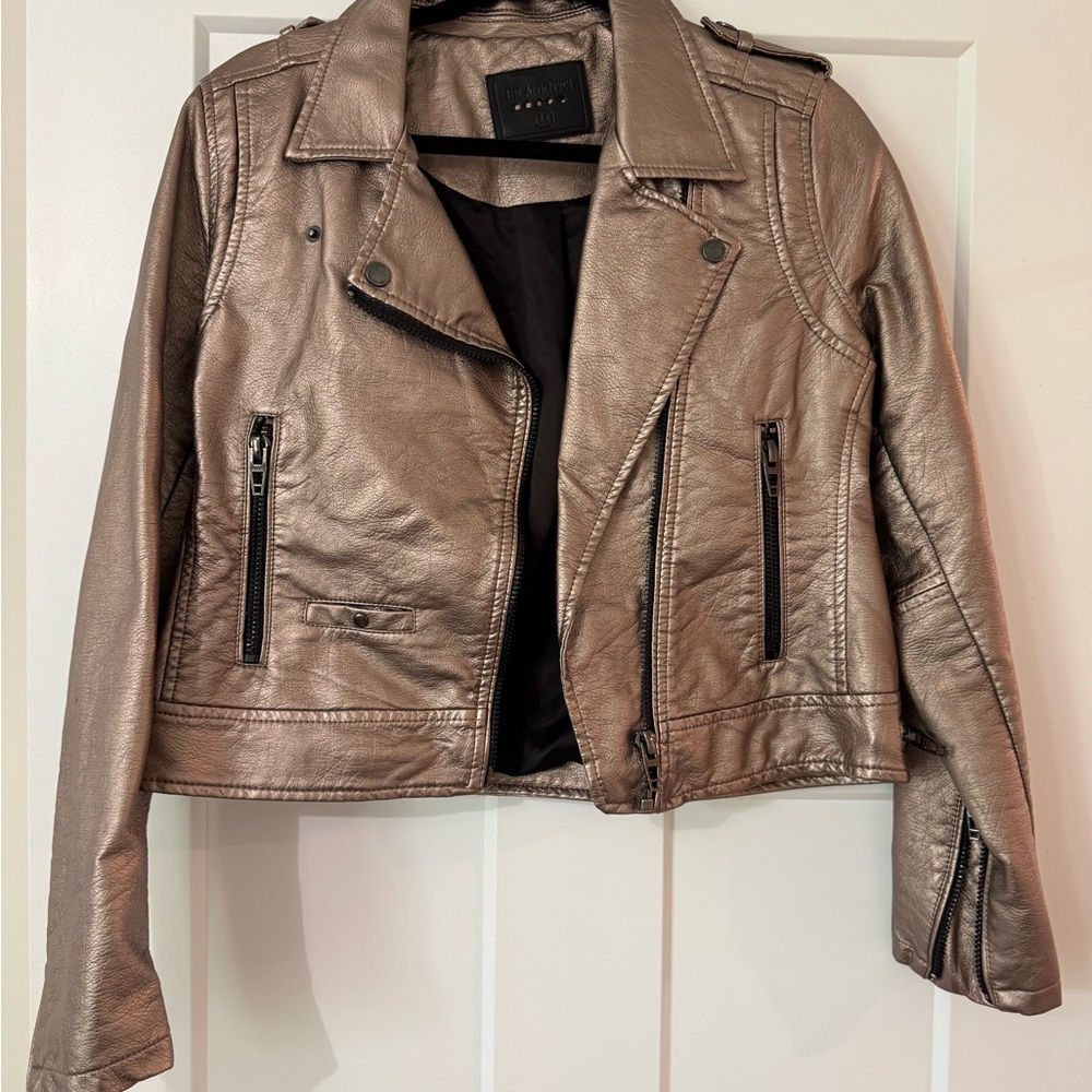 Blank NYC Brown Leather Jacket Asymmetrical Moto Style